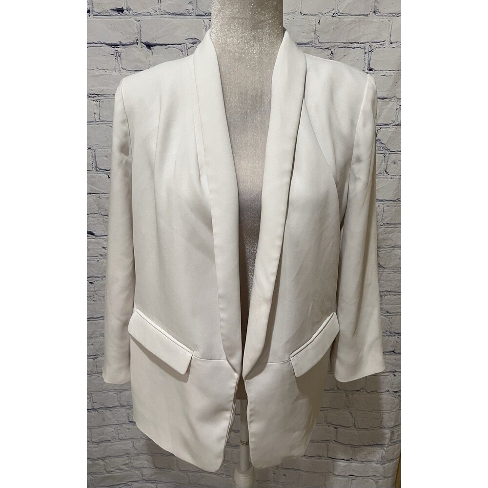 CHICOS CHICO'S WOMANS WHITE LINED SILKY DRESS JACKET BLAZER COAT SIZE 1/M/8